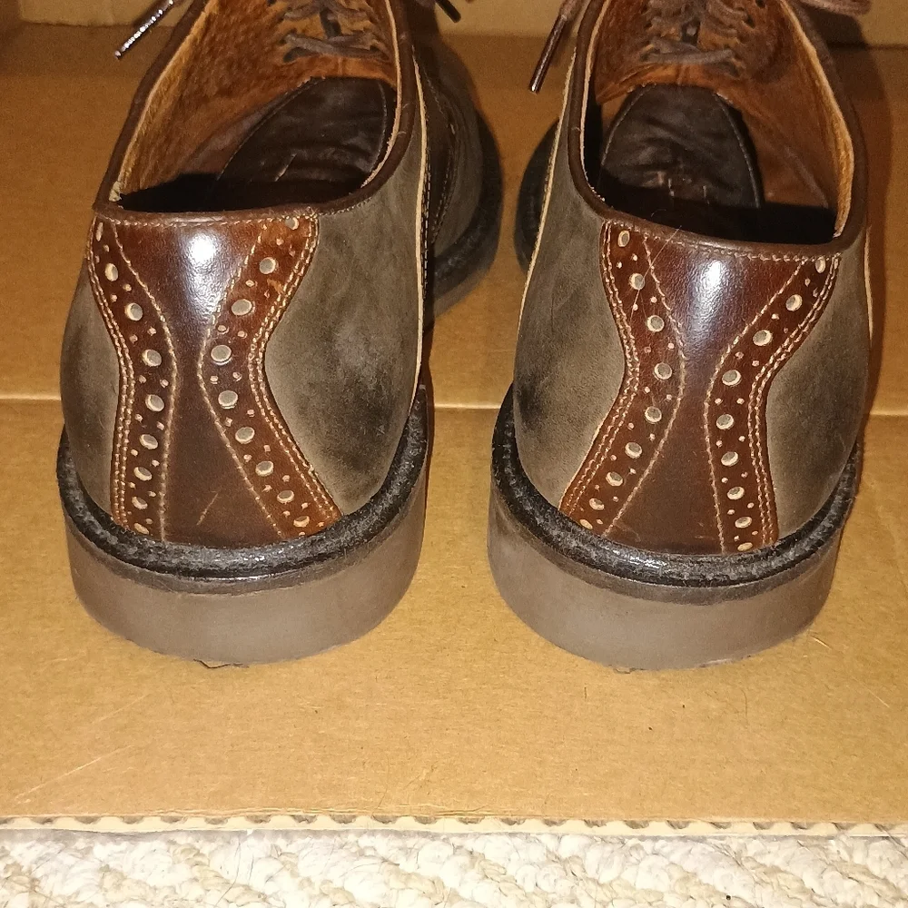 Johnston & Murphy Handcrafted Italy Leather Saddle Oxford Shoes Brown Men's‎ 8.5